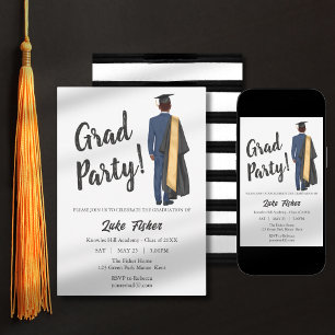 African American Leavers Graduation Gown & Cap Invitation