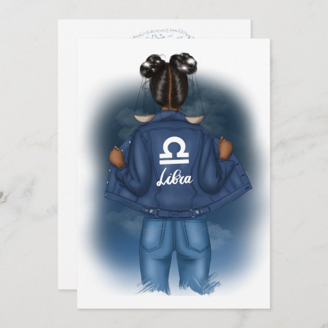 African American Libra Zodiac Sign Birthday Party Invitation (Front/Back)