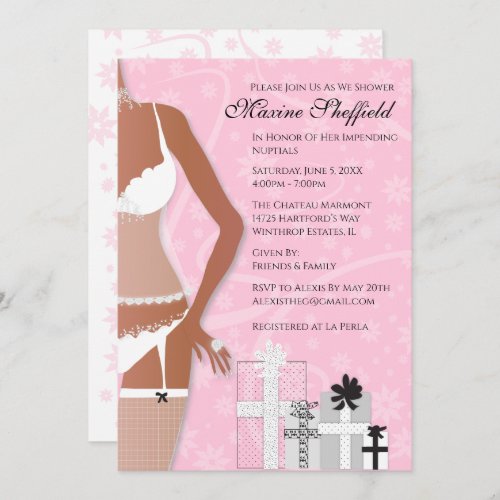African American Lingerie Bridal Shower Invitation