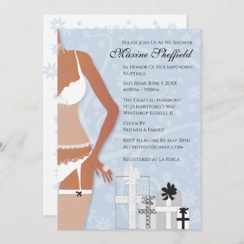 African American Lingerie Bridal Shower Platinum  Invitation