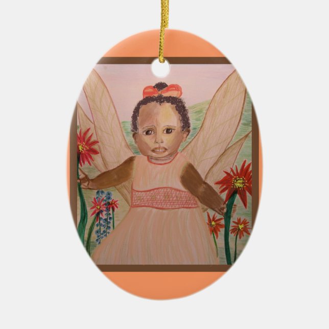 African American Little Angel Ornament (Front)