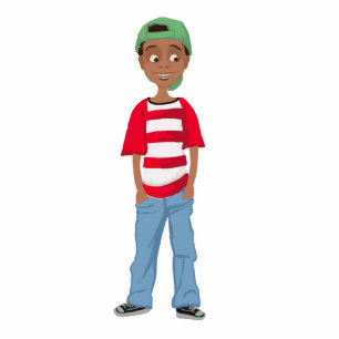 African American little cute cartoon boy Achai Pho Statuette