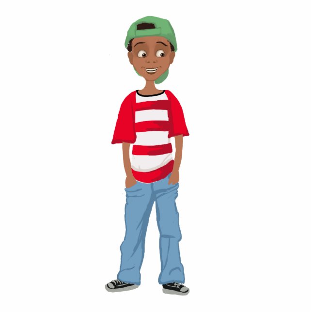 African American little cute cartoon boy Achai Pho Statuette (Front)