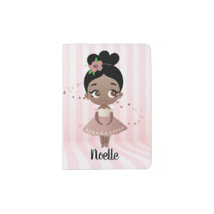 African American Little Girl Ballet Dancer, Flower Passport Holder