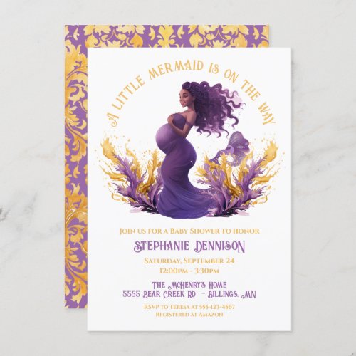 African American Little Mermaid Baby Shower Invitation