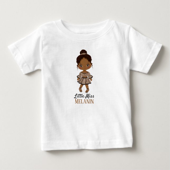 African American Little Miss Melanin Girl T-Shirt (Front)