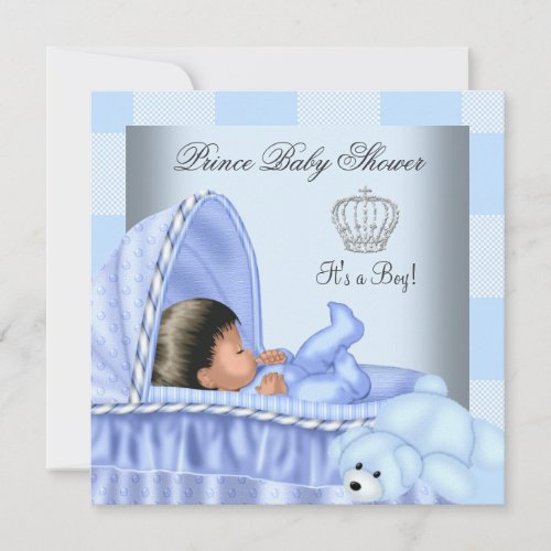 African American Little Prince Baby Shower Boy 2 Invitation