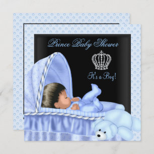 African American Little Prince Baby Shower Boy Invitation