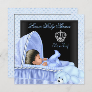 African American Little Prince Baby Shower Boy Invitation