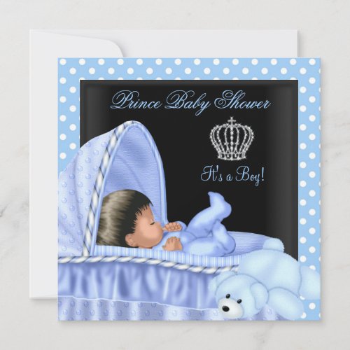 African American Little Prince Baby Shower Boy Invitation