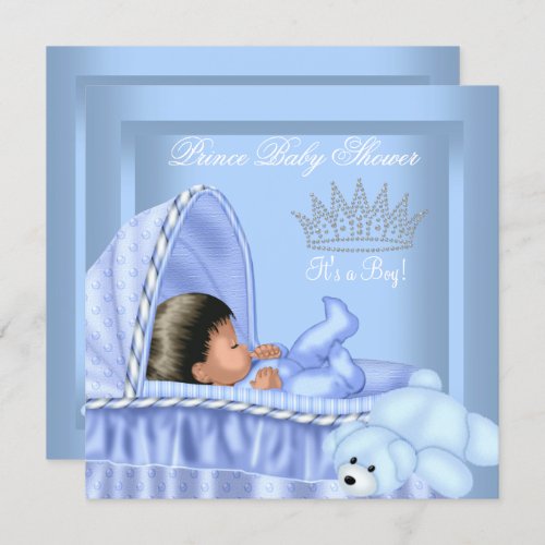 African American Little Prince Baby Shower Boy Invitation