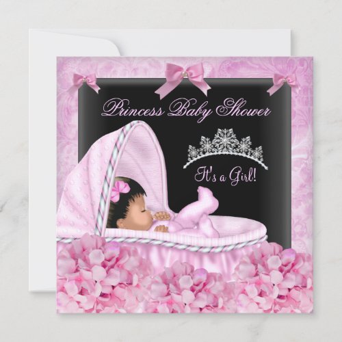 African American Little Princess Baby Shower Girl Invitation