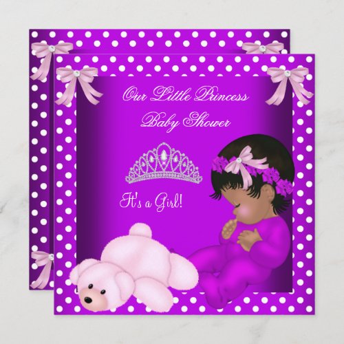 African American Little Princess Baby Shower Girl Invitation