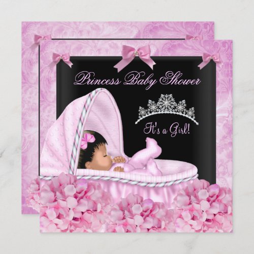 African American Little Princess Baby Shower Girl Invitation