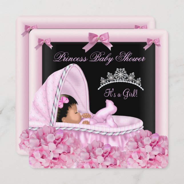 African American Little Princess Baby Shower Girl Invitation (Front/Back)