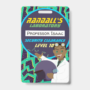 African American Mad Scientist Boy Birthday Badge