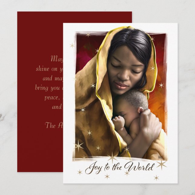 African American Madonna Flat Christmas Cards (Front/Back)