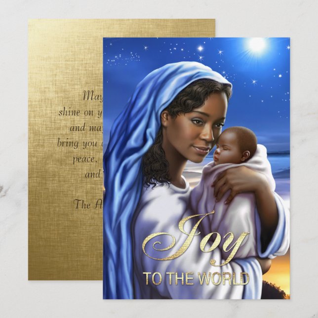 African American Madonna Flat Christmas Cards (Front/Back)