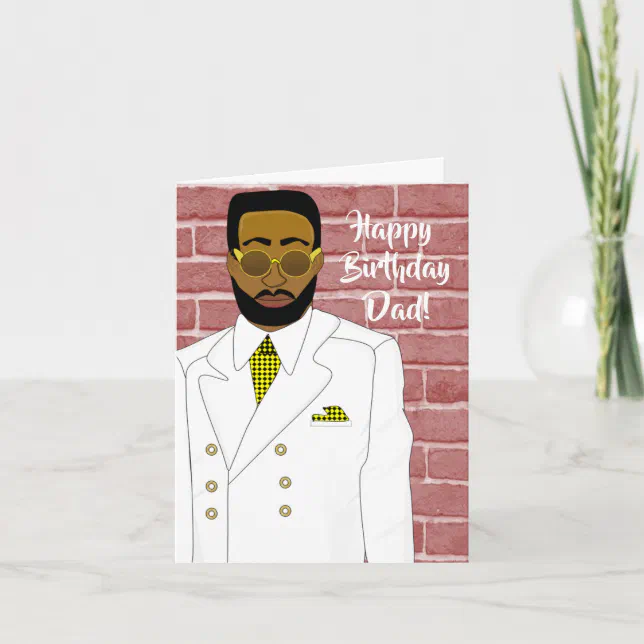 African American Male in White Suit Birthday Card | Zazzle