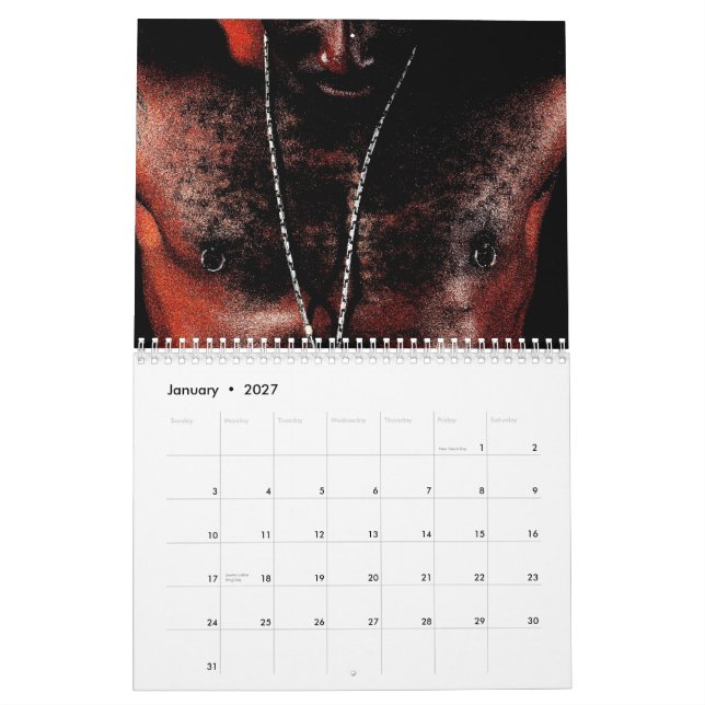 African American Man calendar (Jan 2027)