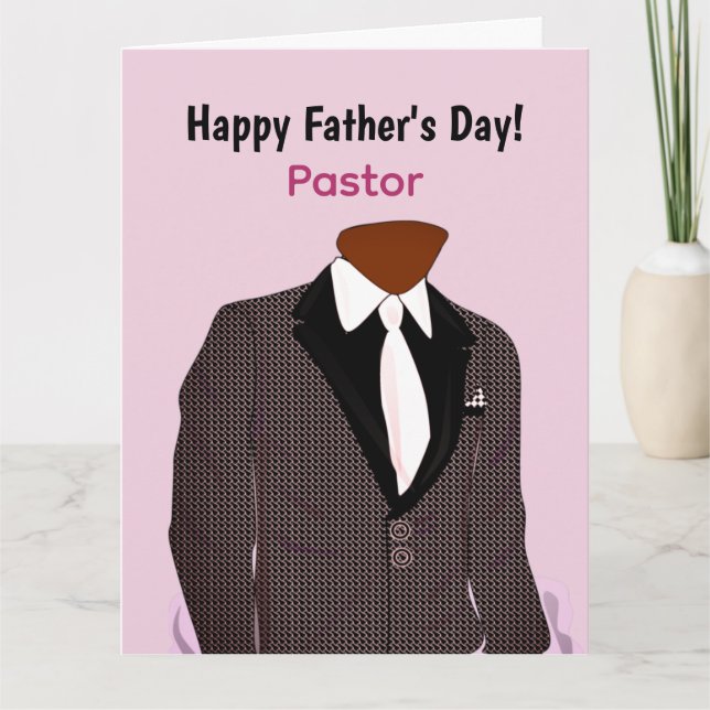 African American Man in Suit Pastor's Father's Day Card (Front)
