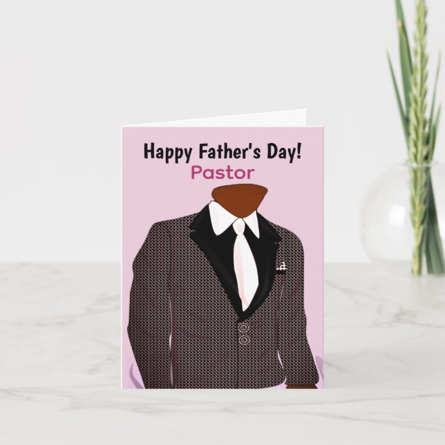 African American Man in Suit Pastor's Father's Day Card (Front)