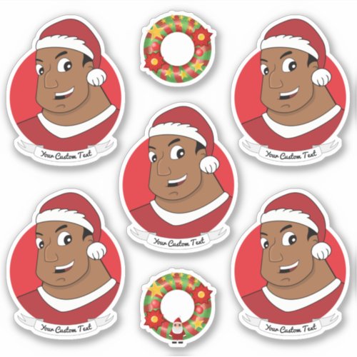  African American man with Santa hat cartoon Sticker