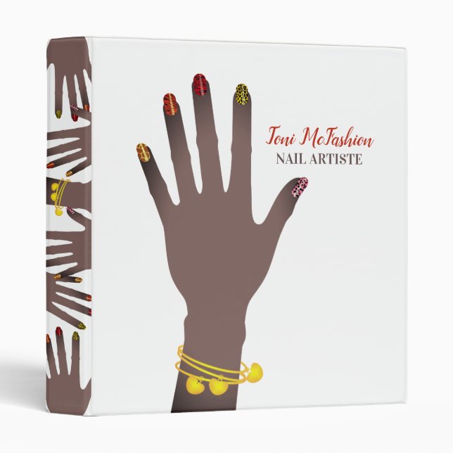 African American manicure nail artist appointment 3 Ring Binder (Front/Spine)
