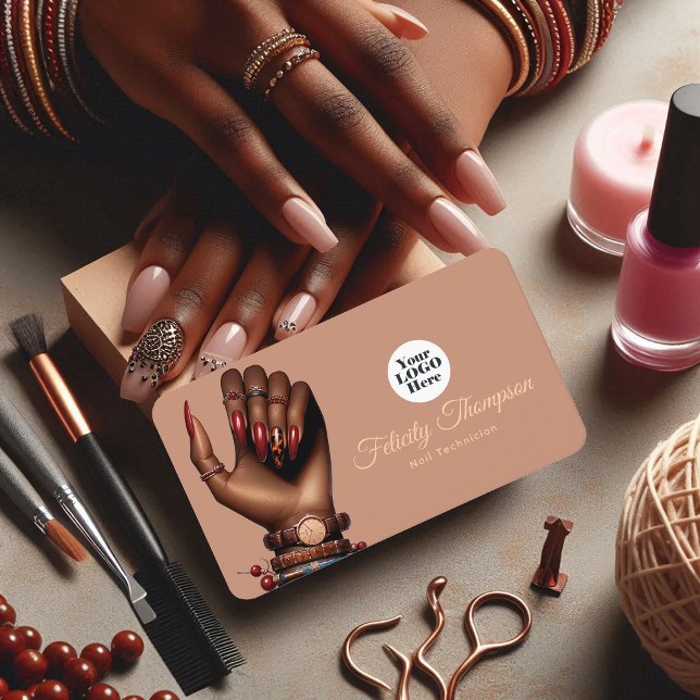 African American Manicure Salon QR Code Business Card (African American Manicure Salon QR Code Business Card)