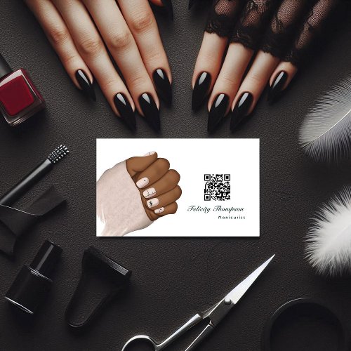 African American Manicurist Beauty QR Code Busines Business Card