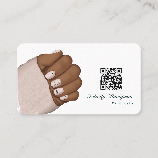 African American Manicurist Beauty QR Code Busines Business Card (Front)
