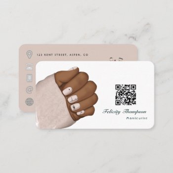 African American Manicurist Beauty Qr Code Busines Business Card by partypeeps at Zazzle