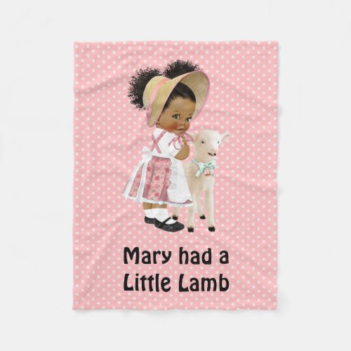 African American Mary  Had a Little Lamb Baby Blan Fleece Blanket
