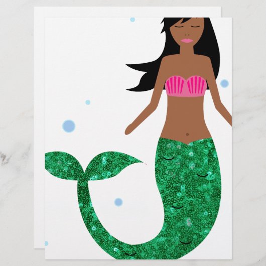 african american mermaid (Front/Back)