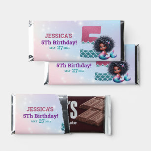 African American Mermaid 5Th Birthday Hershey Bar Favors