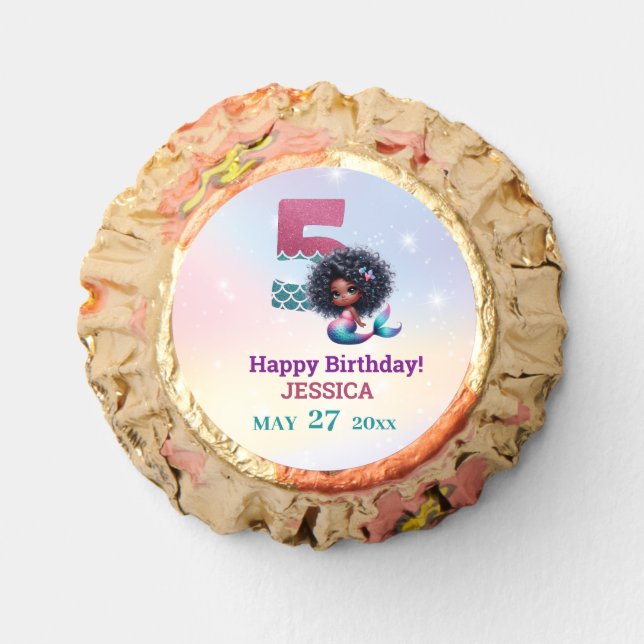 African American Mermaid 5Th Birthday  Reese's Peanut Butter Cups (Front)