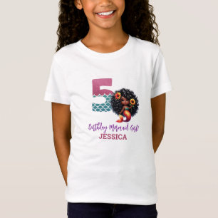African American Mermaid 5Th Birthday  T-Shirt