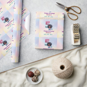 African American Mermaid 5Th Birthday Wrapping Paper