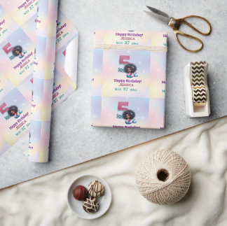 African American Mermaid 5Th Birthday  Wrapping Paper