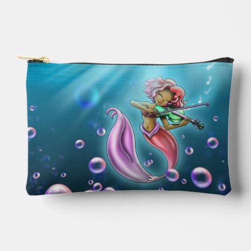 African American Mermaid and Violin Accessory Pouch