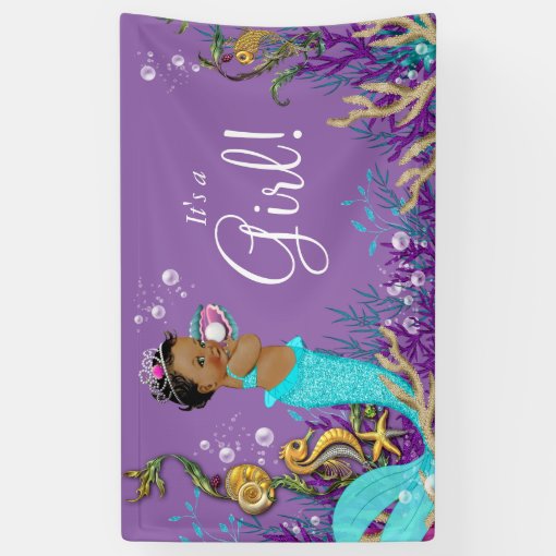 African American Mermaid Baby Shower Banner Zazzle