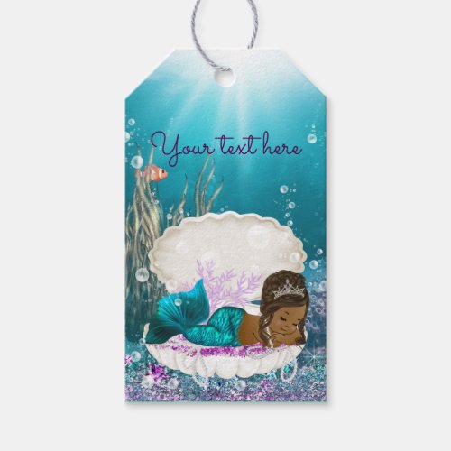 African American Mermaid Baby Shower Favor Gift Tags