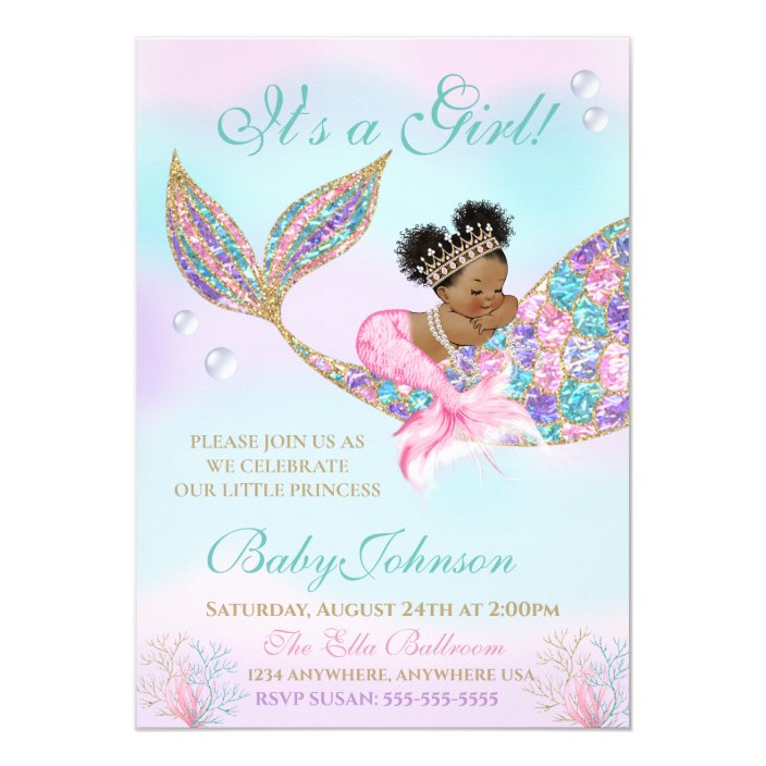 mermaid baby invitations