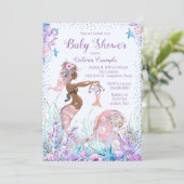 African American Mermaid Baby Shower Invitations (Standing Front)
