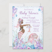 African American Mermaid Baby Shower Invitations (Front)