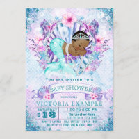 African American Mermaid Baby Shower Invitations