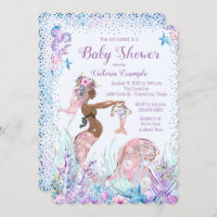 African American Mermaid Baby Shower Invitations