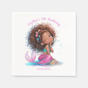 African American Mermaid Baby Shower Napkins