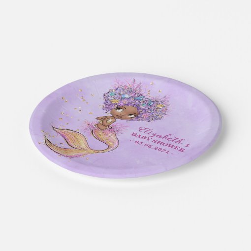 African American Mermaid Baby Shower Paper Plate Zazzle
