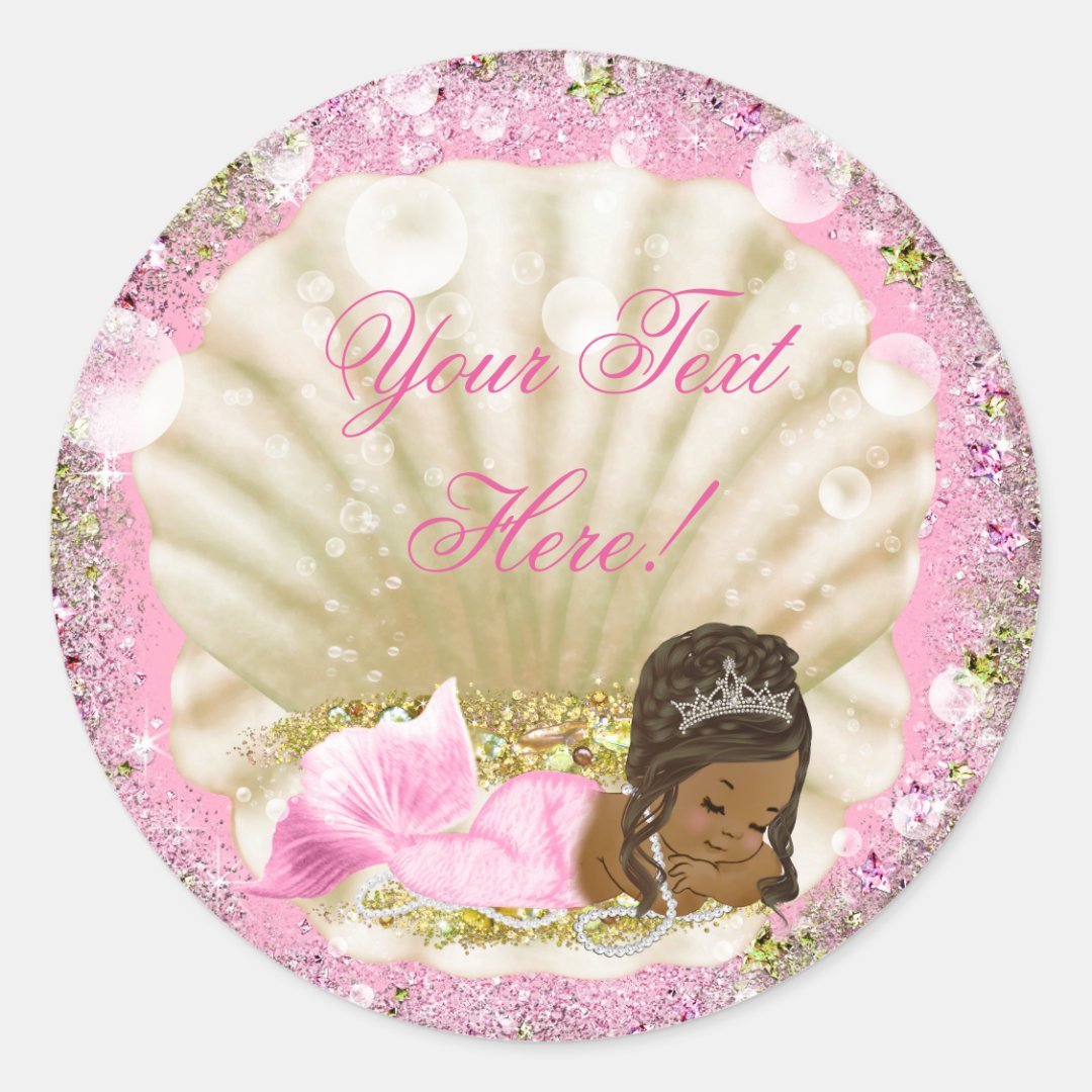 African American Mermaid Baby Shower Stickers Zazzle